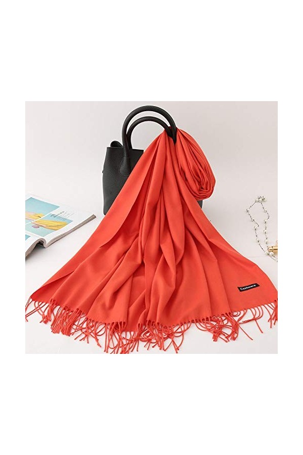ARTQ Echarpes Femmeconvient pour Le Printemps Dames Faux Cachemire Grand Pompon Écharpe Châle Orange Dames Écharpe Enveloppan