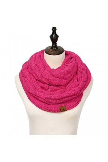 SALLM Femmes Couleur Unie câble Tricot Laine Snood Infini écharpe Hiver Cache-Cou col Rond Foulards, AC041rose, Taille Unique