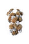 XUYUZUAU Femmes Écharpe dhiver Véritable Fourrure de Lapin Fourrure de Raton Laveur Écharpes Pompon Chauffe-cou 100x13cm