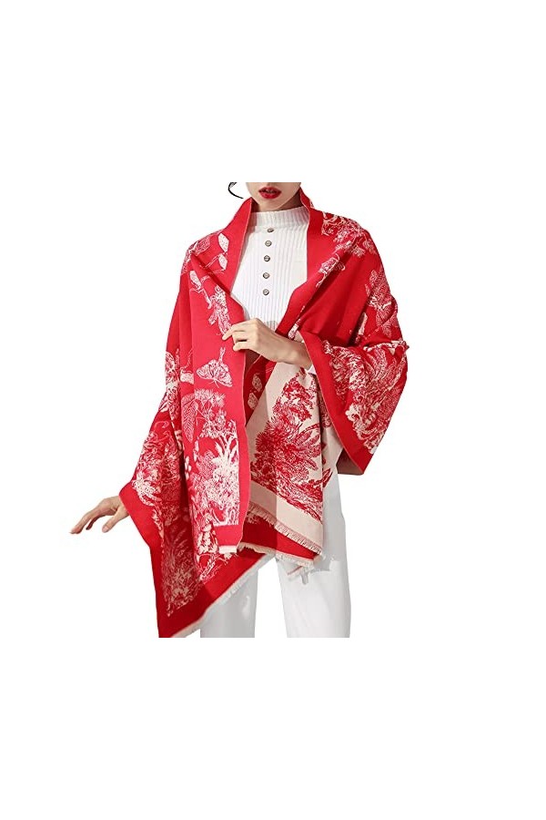 Femme Épaissie Écharpe Tissée Grande Étole en Imitation Cachemire Châle Longue Écharpe Élégant Mode Écharpe Femme pour lauto