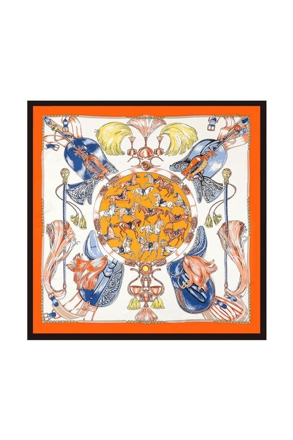 130cm Fleurs Marque Cheval Echarpe Carré Femmes Foulard Soie Mode Design Châle Bandana Kerchief Foulards Pour Dames-13