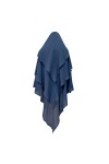 OBEEII Hijab Foulard à Enfiler Chiffon Couverture Intégrale Khimar Hijab pour Femme Musulmane Gris bleu Taille unique