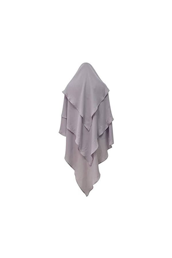 OBEEII Hijab Foulard à Enfiler Chiffon Couverture Intégrale Khimar Hijab pour Femme Musulmane Gris bleu Taille unique