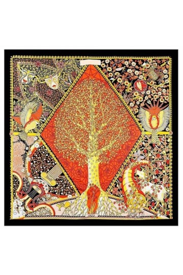 130cm Arbre de vie Femmes Foulards Design Echarpe Carré Sergé Serf Foulard Soie Mode Kerchief Châle-D792-1