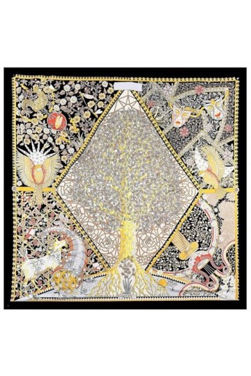 130cm Arbre de vie Femmes Foulards Design Echarpe Carré Sergé Serf Foulard Soie Mode Kerchief Châle-D792-1