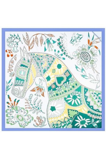 130cm Femmes Foulards Design Cheval Carré Echarpe Twill Foulard en soie Mode Kerchief Châle Echarpe Sandy Beach-D795-2