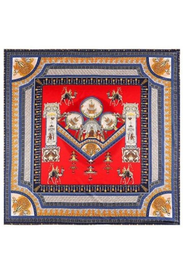 130cm Echarpe Serf Sergé Echarpe Pour Femmes Mode Camel Château Imprimer Foulards Carrés Hijab Mouchoir Pour Dames Châle-2