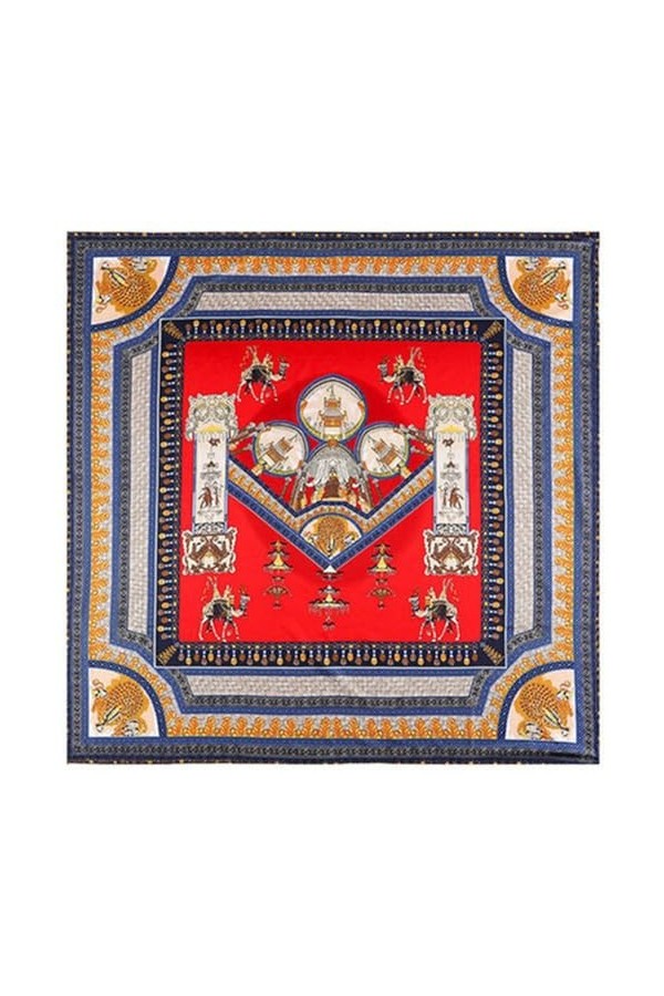 130cm Echarpe Serf Sergé Echarpe Pour Femmes Mode Camel Château Imprimer Foulards Carrés Hijab Mouchoir Pour Dames Châle-2