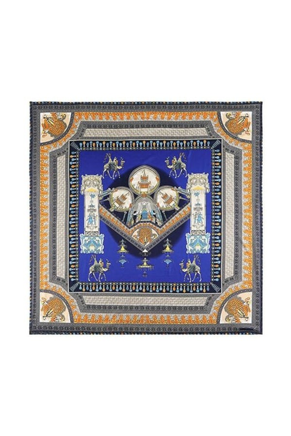 130cm Echarpe Serf Sergé Echarpe Pour Femmes Mode Camel Château Imprimer Foulards Carrés Hijab Mouchoir Pour Dames Châle-2