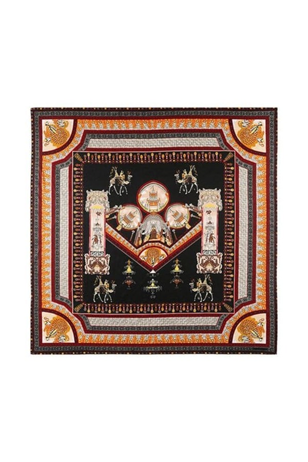 130cm Echarpe Serf Sergé Echarpe Pour Femmes Mode Camel Château Imprimer Foulards Carrés Hijab Mouchoir Pour Dames Châle-2