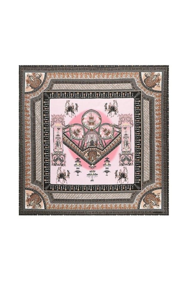 130cm Echarpe Serf Sergé Echarpe Pour Femmes Mode Camel Château Imprimer Foulards Carrés Hijab Mouchoir Pour Dames Châle-2