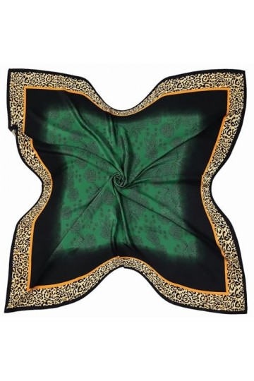 130cm Mode Design Vert Léopard Imprimé Twill Foulard en soie Marque Echarpe carrée Femmes Châle Bandana Kerchief Foulards-2