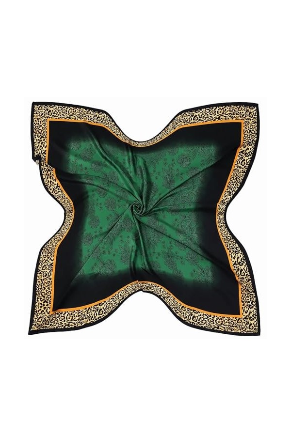130cm Mode Design Vert Léopard Imprimé Twill Foulard en soie Marque Echarpe carrée Femmes Châle Bandana Kerchief Foulards-2