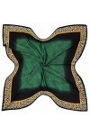 130cm Mode Design Vert Léopard Imprimé Twill Foulard en soie Marque Echarpe carrée Femmes Châle Bandana Kerchief Foulards-2