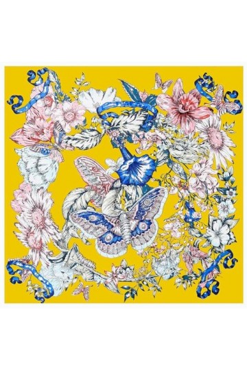 MorrEz 130cm Papillon Fleur Écharpe Carré Femmes Soie Pashmina Mode Femmes Châle Design Kerchief Foulard-1