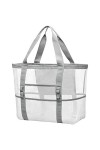 Sac de plage, sac de plage, sac de plage surdimensionné en maille, 9 poches, sac de plage pour jouets de plage, Blanc, 38,1 x