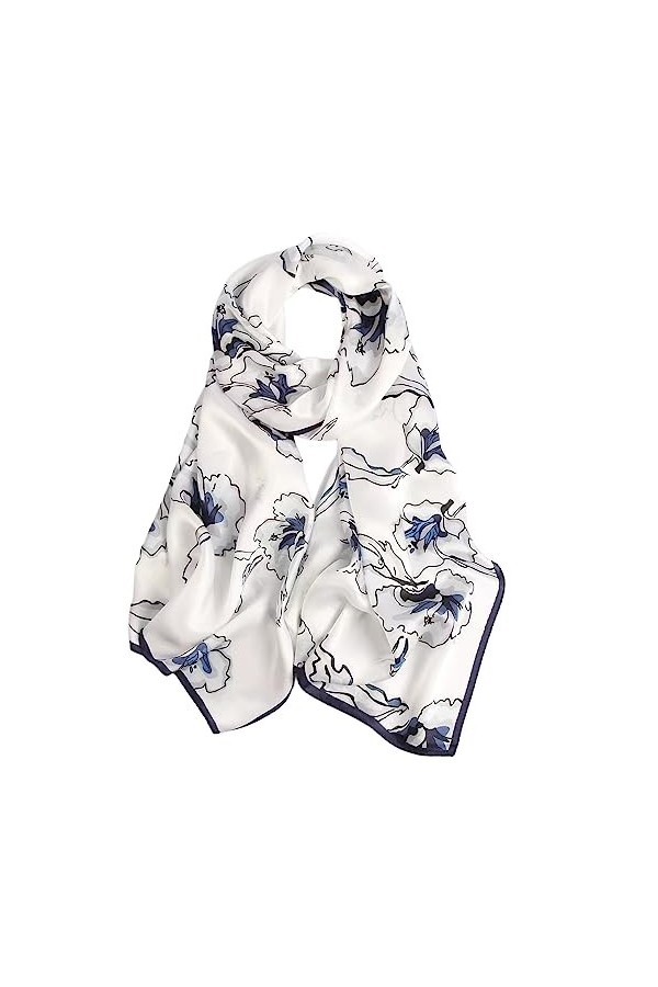 PHONME 100% naturel mûrier femmes foulard en soie mode printemps 175x55 cm écharpe imprimé châle été châle fleur Hijab