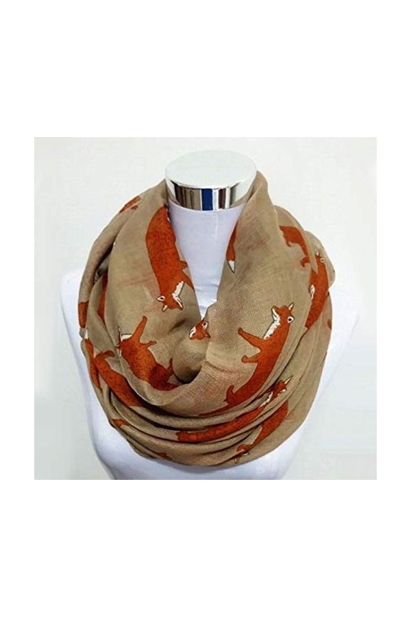 GSDJU Écharpe Dame,châle,Respirant,Écharpe en Soie,élégant,écharpe,Écharpe de Mode Renard Infini écharpe Animale Petites écha