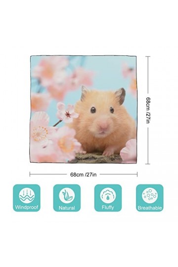 RAUP 27" Soie Carrée Comme Foulards Carrés, Hamster Doré Fleurs De Cerisier Mode Soie Sentiment Écharpe Moyen Carré Satin Fou