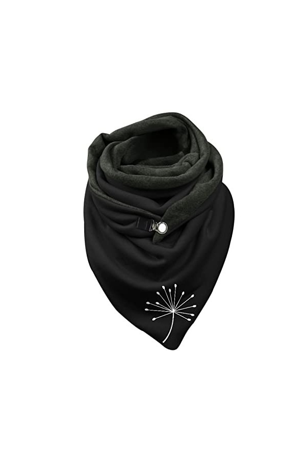 LSEEKA Écharpe en polaire pour femme - Automne et hiver - Impression chaude de pissenlit - Double couture - Boucle triangulai
