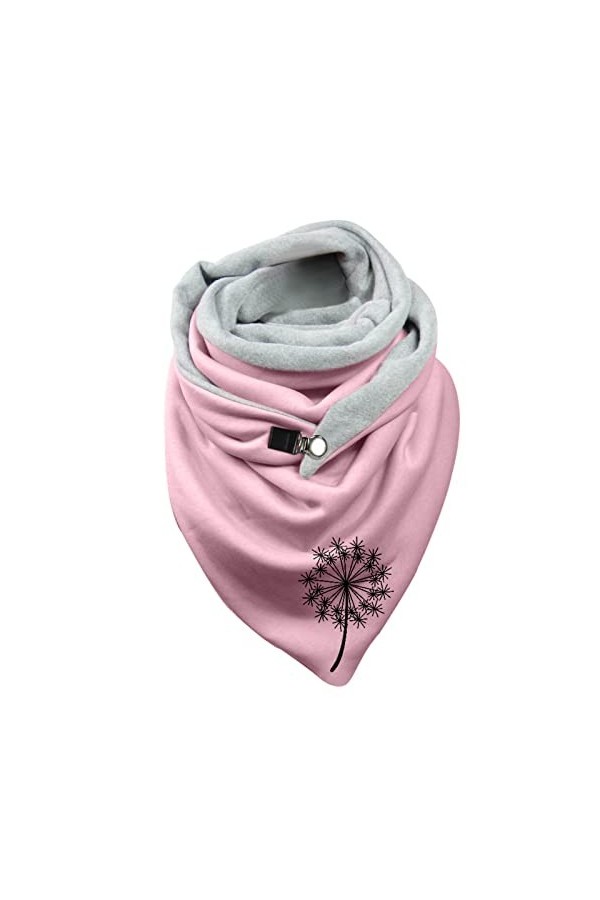 LSEEKA Écharpe en polaire pour femme - Automne et hiver - Impression chaude de pissenlit - Double couture - Boucle triangulai