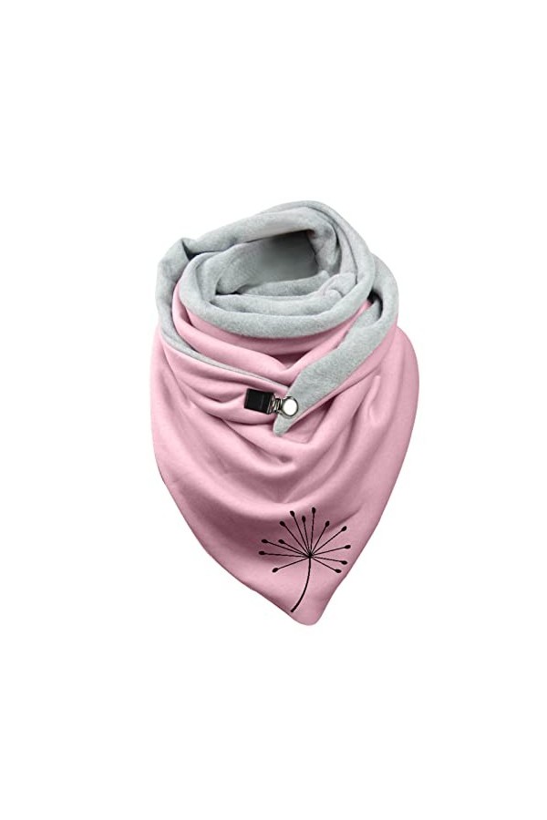 LSEEKA Écharpe en polaire pour femme - Automne et hiver - Impression chaude de pissenlit - Double couture - Boucle triangulai