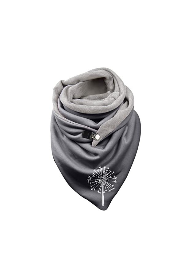LSEEKA Écharpe en polaire pour femme - Automne et hiver - Impression chaude de pissenlit - Double couture - Boucle triangulai