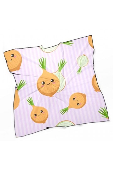 RAUP 27" Soie Carrée Comme Foulards Carrés, Mignon Kawaii Ampoules Oignons Visages Souriants Mode Soie Sentiment Foulard Moye