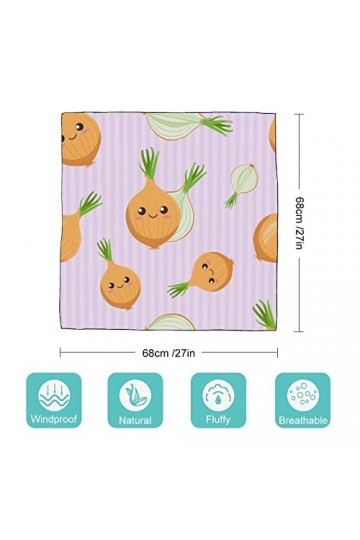 RAUP 27" Soie Carrée Comme Foulards Carrés, Mignon Kawaii Ampoules Oignons Visages Souriants Mode Soie Sentiment Foulard Moye