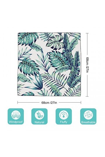 RAUP 27" Soie Carrée Comme Foulards Carrés, Exotique Abstrait Vecteur Bleu Jungle Sans Soudure Mode Soie Sentiment Foulard Mo