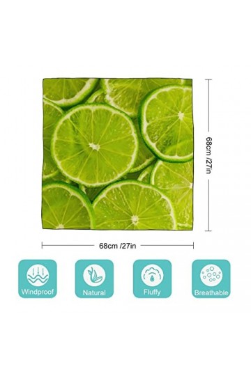 RAUP 27" Soie Carrée Comme Foulards Carrés, Tranches De Citron Vert Aux Agrumes Verts Mode Soie Sentiment Foulard Moyen Carré