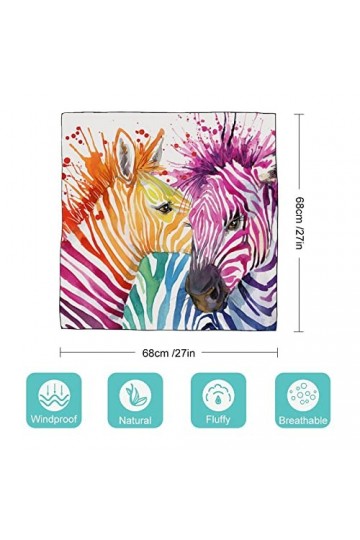 RAUP 27" Carré Soie Comme Foulards Carrés, Mignon Zèbre Animaux Sauvages Mode Soie Sentiment Écharpe Moyen Carré Satin Foular