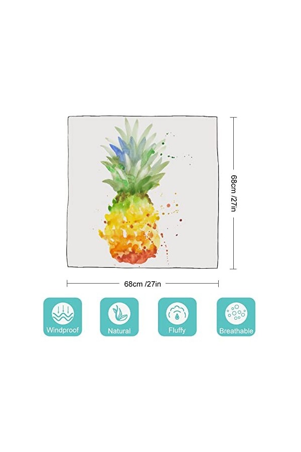 RAUP 27" Soie Carrée Comme Foulards Carrés, Pin Exotique Sain Nourriture Style Mode Soie Sensation Écharpe Moyen Carré Satin 