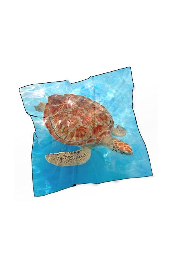 RAUP 27" Carré Soie Comme Foulards Carrés, Tortue De Mer Verte Chelonia Mydas Caraïbes Mode Soie Sentiment Écharpe Moyen Carr