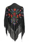 La Senorita Foulard Ceinture Chale De Danse Flamenco Broderie Frange noir différentes fleurs colorées