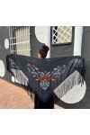 La Senorita Foulard Ceinture Chale De Danse Flamenco Broderie Frange noir différentes fleurs colorées