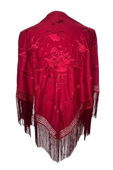 La Señorita Foulard Ceinture Chale De Danse Flamenco Broderie Frange noir rouge Franges double
