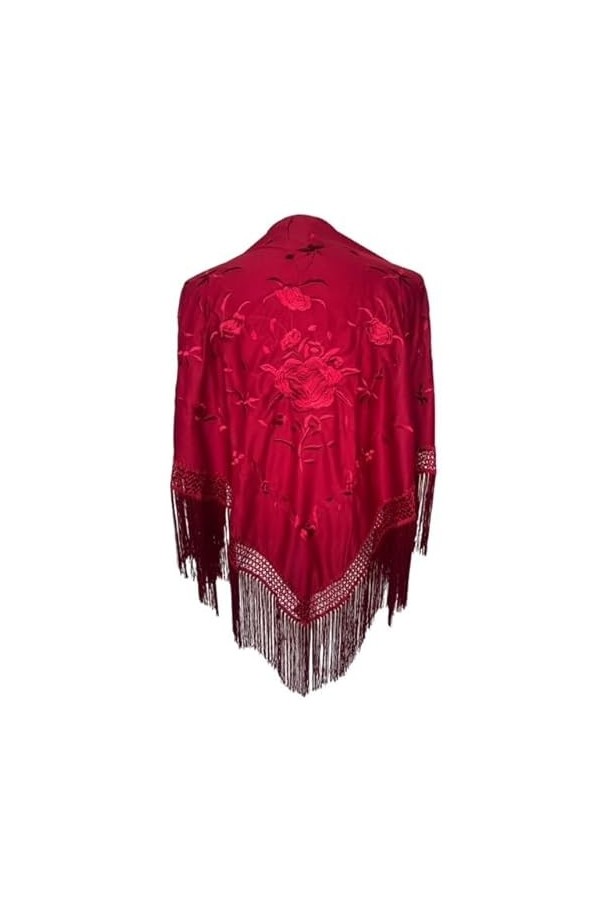 La Señorita Foulard Ceinture Chale De Danse Flamenco Broderie Frange noir rouge Franges double