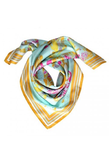 LORENZO CANA Foulard pour la femme – écharpe de 100% soie pour le printemps et l´été, carré avec les mesures de 70 x 70 cm – 