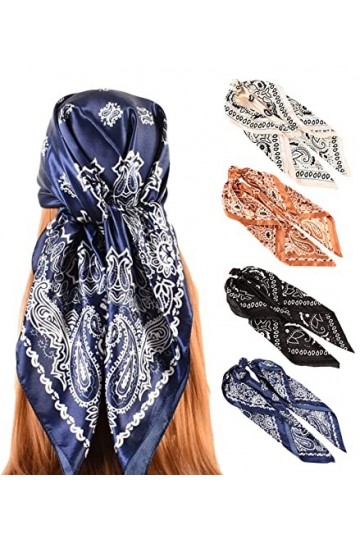 AIEOE 90 CM Satin Foulard Carré Femmes Satin de Soie Bandanas Foulard pour Envelopper Les Cheveux La Nuit