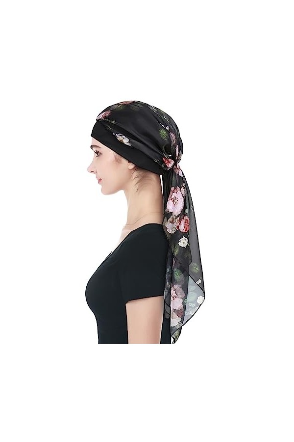 Alnorm Long foulard en mousseline de soie couvre-chef en jersey de bambou pour femme, bordeaux, taille unique