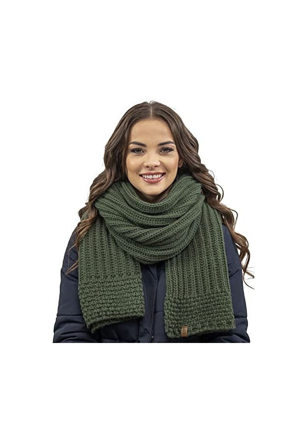VIVISENCE Femme Écharpe Élégant Et Classique 7016S, Fabriqué En UE, Vert,UNI
