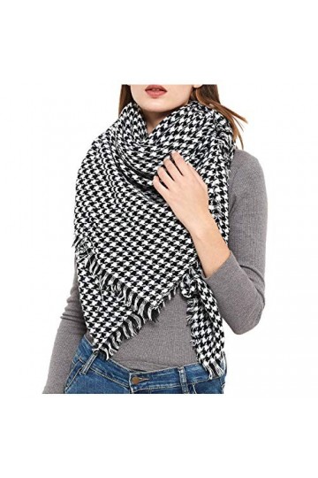 Écharpes for Femmes 140 écharpe en Peluche Hiver Dames Pied de Poule * 40 CM écharpe châle Chaud Couture écharpe Manteau écha