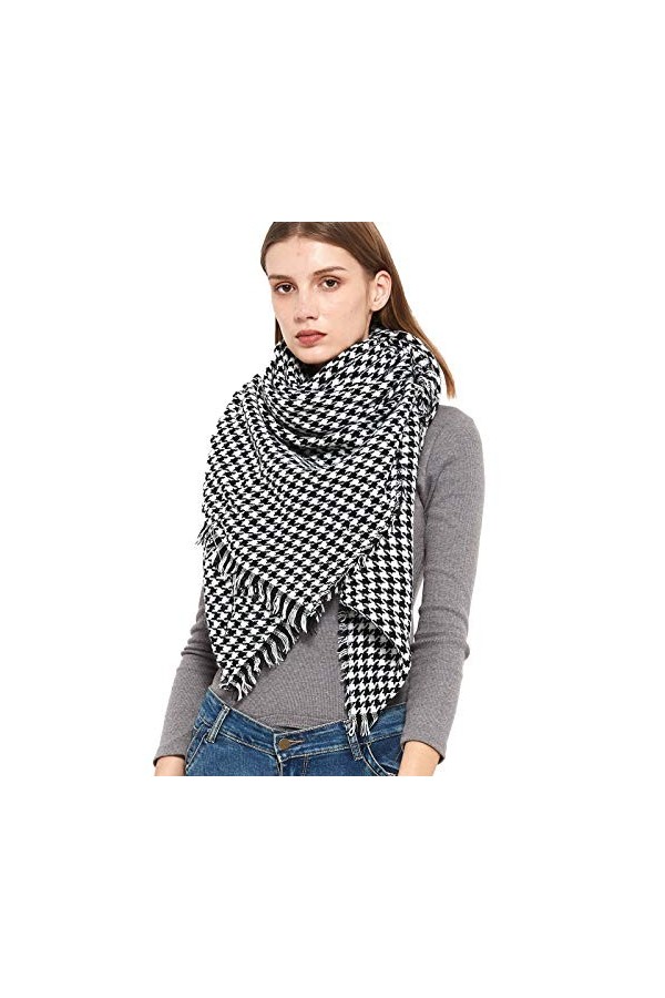 Écharpes for Femmes 140 écharpe en Peluche Hiver Dames Pied de Poule * 40 CM écharpe châle Chaud Couture écharpe Manteau écha