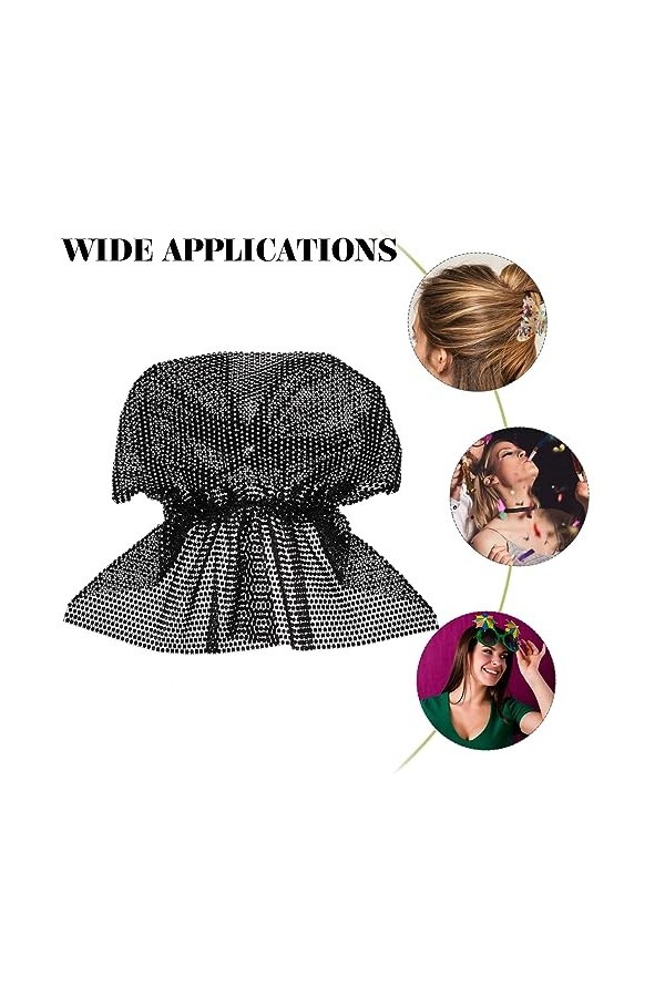 Beaupretty Casquettes Bling Strass Hijab Cap Scintillant Turbans Maille Élastique Cristal Tête Foulard Respirant Bling Strass