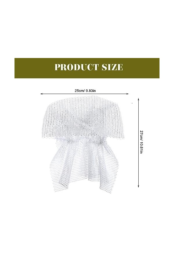 Beaupretty Casquettes Bling Strass Hijab Cap Scintillant Turbans Maille Élastique Cristal Tête Foulard Respirant Bling Strass