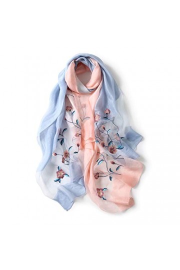 Frotox Écharpe florale en soie tendance hijab tudung hijab balinais châle écharpe femme foulard châle châle écharpe, Bleu Ros