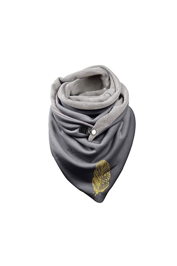 LSEEKA Écharpe en polaire pour femme - Automne et hiver - Impression chaude de pissenlit - Double couture - Boucle triangulai