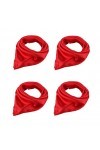 Topmode Foulard carré couleur unie 57 * 57cm Rouge, Lot de 4 
