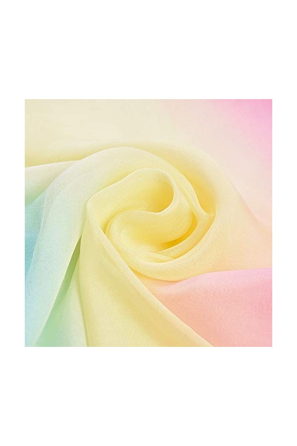 WZTP Foulard Femme en Soie Echarpe Chale Longue Élégant Dégradé Couleur 70,8" x 27,5" Lady 180cm, Bleu rose frais 